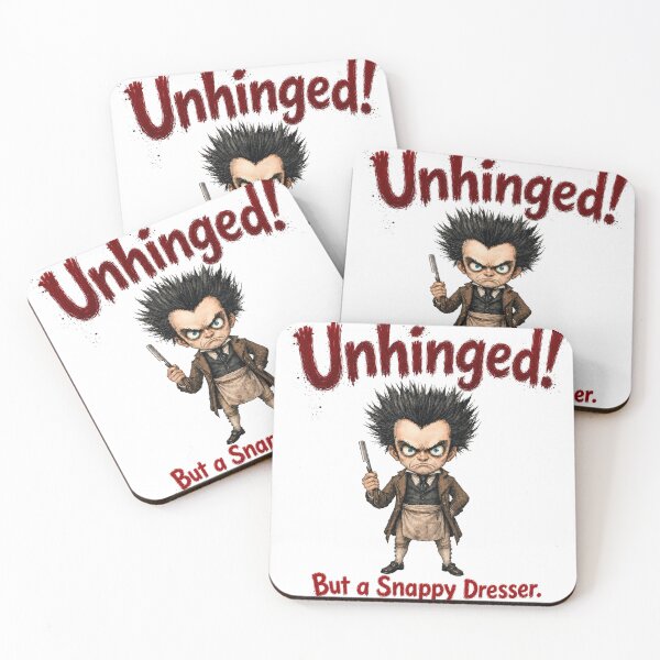Item preview, Unhinged But a Snappy Dresser Dark Comedy Barber Gothic T-Shirt designed and sold by ArtisticDesignsbyLinda.