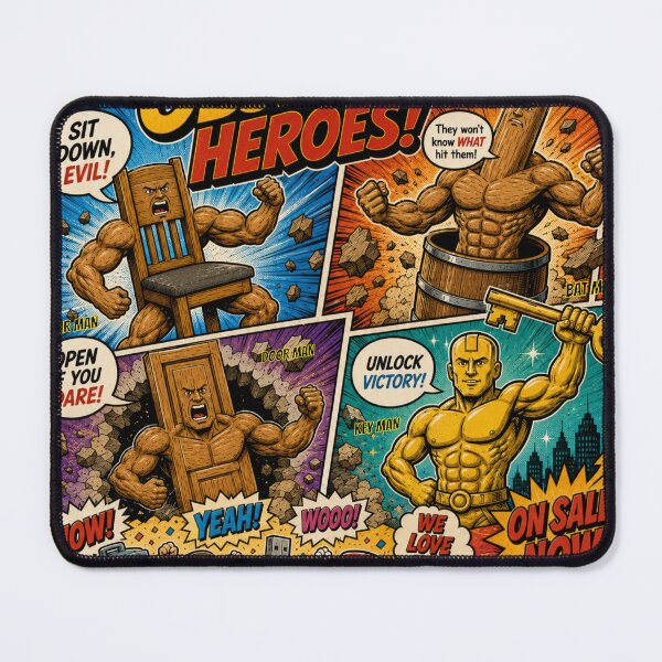 Item preview, Literal English Heroes | Chair Man, Bat Man, Door Man & Key Man designed and sold by YunsCozyCorner.
