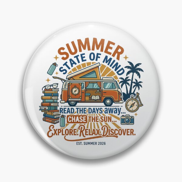 Item preview, Summer State Of Mind – Vintage Camper & Bookish Road Trip Graphic designed and sold by vividthreads99.