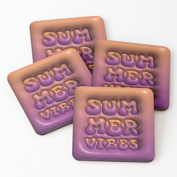 Item preview, Summer Vibes Puffy 3D Bubble Letters in Purple designed and sold by AniDragonfly.