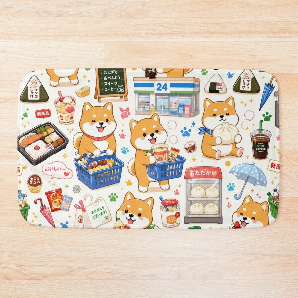 Item preview, Kawaii Shiba Inu Japanese Convenience Store Seamless Pattern | Cute Konbini Wrapping Paper Design designed and sold by kawaii animal store (in Japan).
