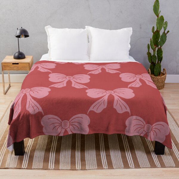 Item preview, Large Coquette Pink Bows on Bold Red Trellis designed and sold by DColourMuse.
