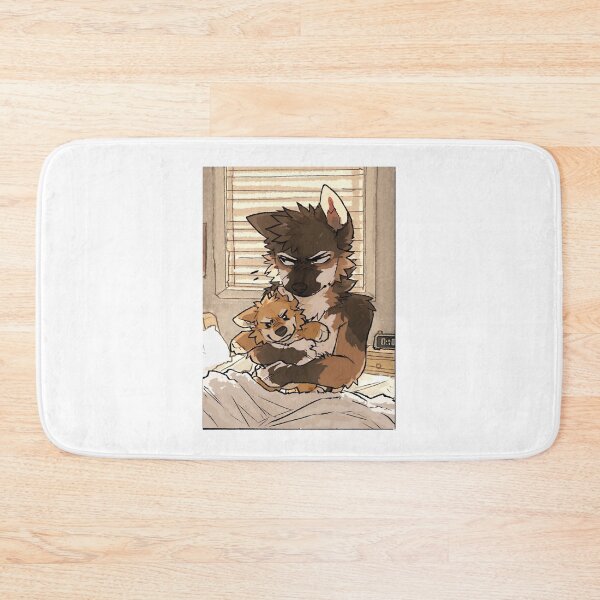 Item preview, Grumpy Morning Wolf Hugging Angry Plushie designed and sold by HarperWilsonDes.