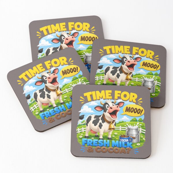 Item preview, Time for Fresh Milk & Cocoa – Funny Moo Cow Cartoon designed and sold by Aimetoi.