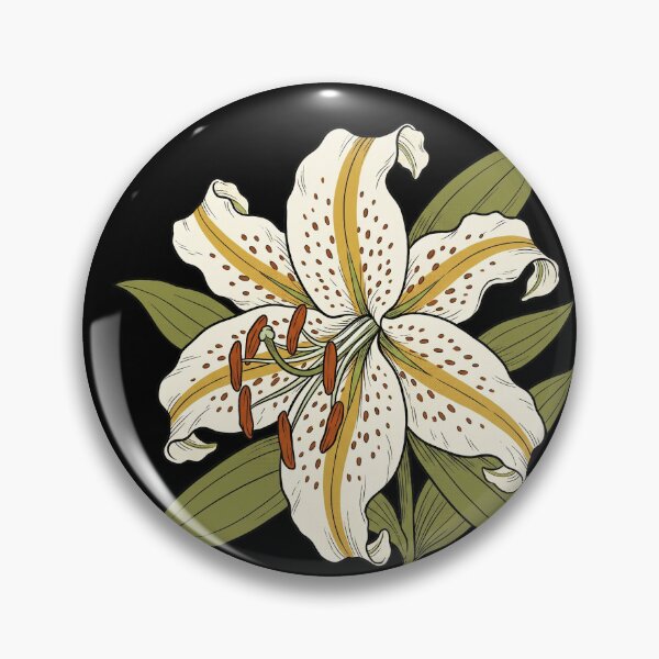 Item preview, Vintage Halftone Goldband Lily (Lilium auratum var. platyphyllum) designed and sold by FreiherrPK.