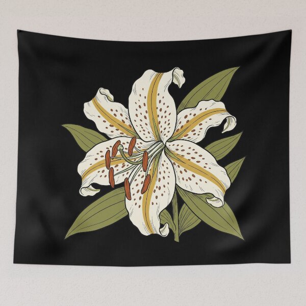 Item preview, Vintage Halftone Goldband Lily (Lilium auratum var. platyphyllum) designed and sold by FreiherrPK.