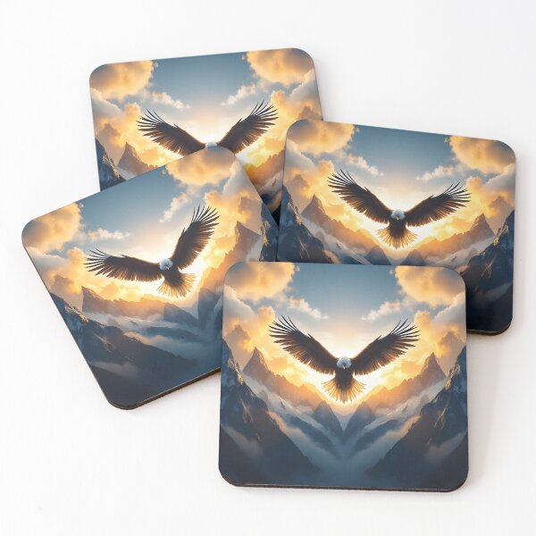 Item preview, Bald Eagle Sunrise Symmetry Over Mountain Peaks designed and sold by DreamyWallVibes.
