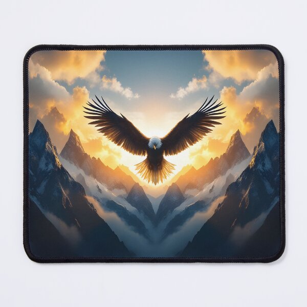 Item preview, Bald Eagle Sunrise Symmetry Over Mountain Peaks designed and sold by DreamyWallVibes.