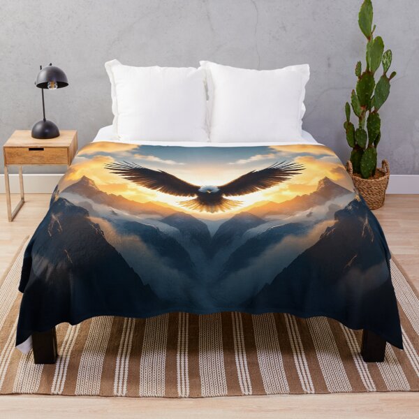 Item preview, Bald Eagle Sunrise Symmetry Over Mountain Peaks designed and sold by DreamyWallVibes.