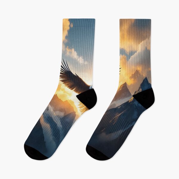 Item preview, Bald Eagle Sunrise Symmetry Over Mountain Peaks designed and sold by DreamyWallVibes.