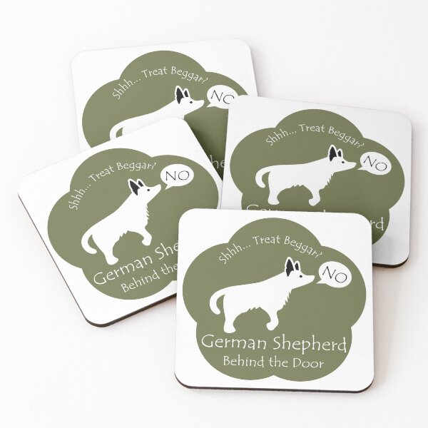 Item preview, Funny German Shepherd Treat Beggar Behind the Door Khaki Base designed and sold by Na7nasColorShop.