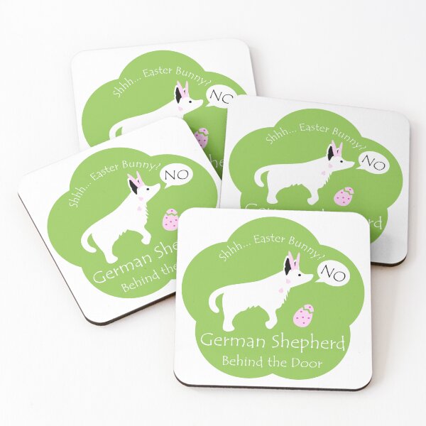 Item preview, Funny German Shepherd Easter Bunny Behind the Door Green Base designed and sold by Na7nasColorShop.