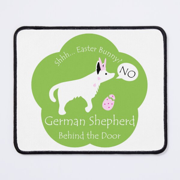 Item preview, Funny German Shepherd Easter Bunny Behind the Door Green Base designed and sold by Na7nasColorShop.
