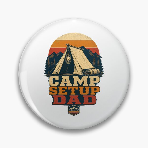Item preview, Camping Dad Shirt Retro Camp Setup Badge designed and sold by Freshloop Studio | Whimsical Vintage Art.