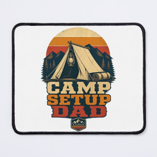 Item preview, Camping Dad Shirt Retro Camp Setup Badge designed and sold by Freshloop Studio | Whimsical Vintage Art.