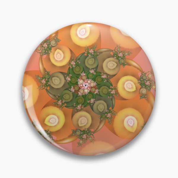 Item preview, Peach Coral and Sage Green Swirling Botanical Fractal Mandala designed and sold by pinkal.