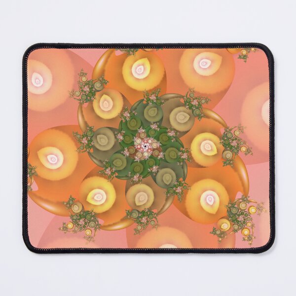 Item preview, Peach Coral and Sage Green Swirling Botanical Fractal Mandala designed and sold by pinkal.