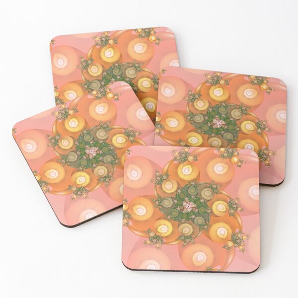 Item preview, Peach Coral and Sage Green Swirling Botanical Fractal Mandala designed and sold by pinkal.