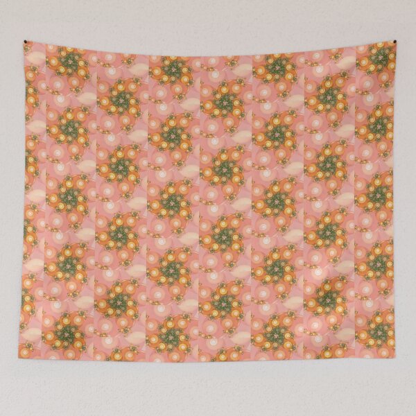 Item preview, Peach Coral and Sage Green Swirling Botanical Fractal Mandala designed and sold by pinkal.