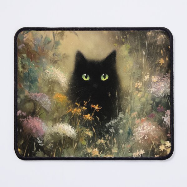 Item preview, Black cat in wildflower meadow designed and sold by monchie.