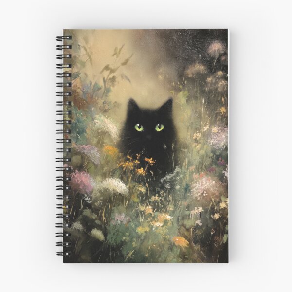 Item preview, Black cat in wildflower meadow designed and sold by monchie.