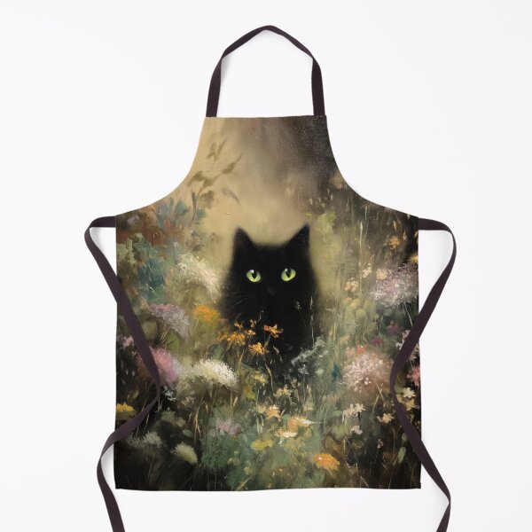 Item preview, Black cat in wildflower meadow designed and sold by monchie.