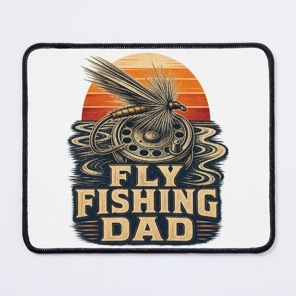 Item preview, Fly Fishing Dad Shirt Vintage River Badge designed and sold by Freshloop Studio | Whimsical Vintage Art.