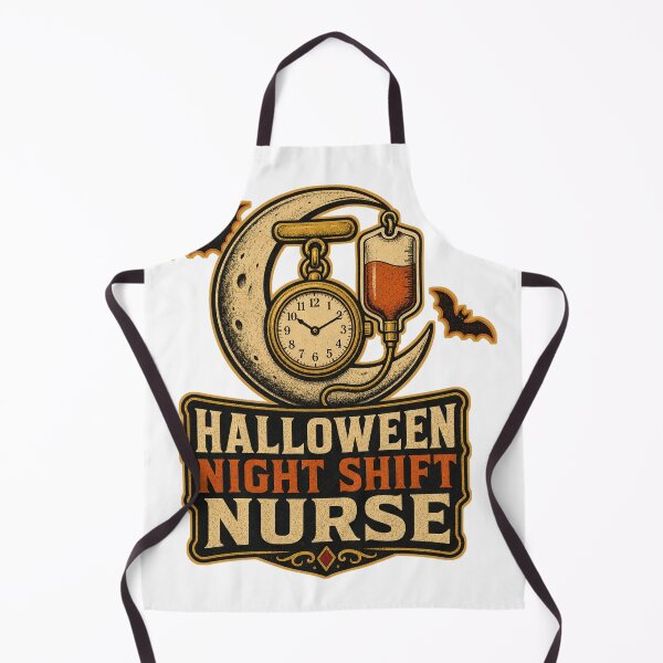 Item preview, Halloween Nurse Shirt Vintage Night Shift Badge designed and sold by Freshloop Studio | Whimsical Vintage Art.