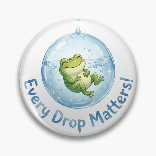 Item preview, Every Drop Matters Cute Frog Water Conservation Art designed and sold by Nuvoro Eco Awareness.