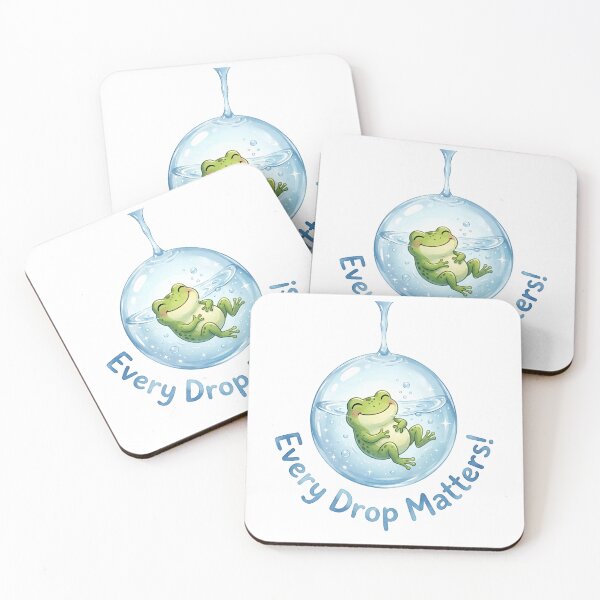 Item preview, Every Drop Matters Cute Frog Water Conservation Art designed and sold by Nuvoro Eco Awareness.