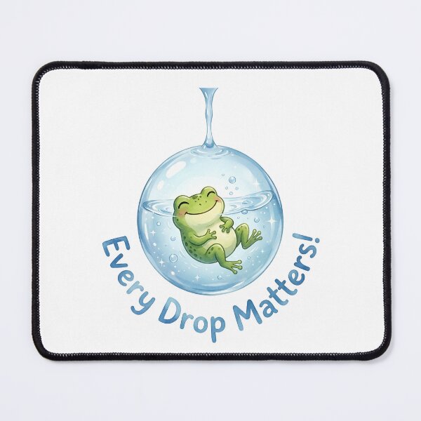 Item preview, Every Drop Matters Cute Frog Water Conservation Art designed and sold by Nuvoro Eco Awareness.