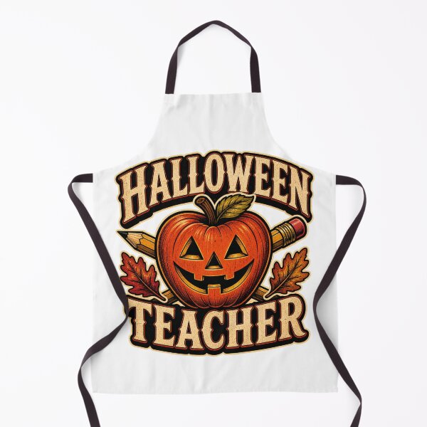 Aperçu de l'œuvre Halloween Teacher Shirt Vintage Pumpkin Apple Badge créée et vendue par Freshloop Studio | Whimsical Vintage Art.