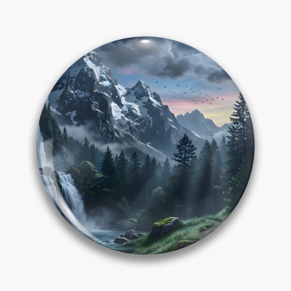 Item preview, Moonlit Alpine Waterfall Dreamscape designed and sold by hutofdesigns.