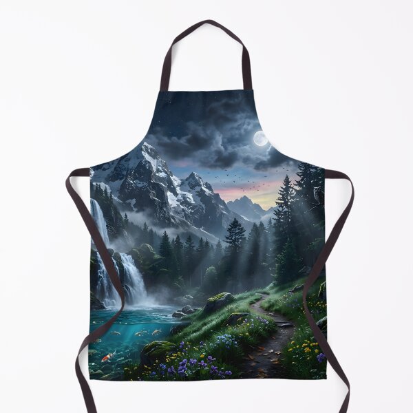 Item preview, Moonlit Alpine Waterfall Dreamscape designed and sold by hutofdesigns.