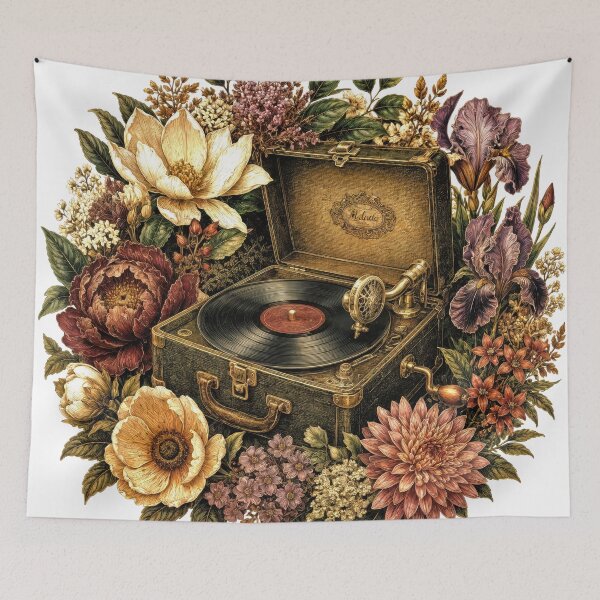 Item preview, Sticker - Decal - T-shirt: Vintage Gramophone Bloom designed and sold by ForeverPrintsOK.