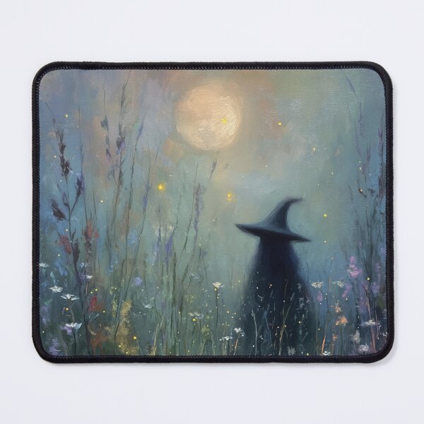 Item preview, Witch under the full moon in a wildflower meadow designed and sold by monchie.