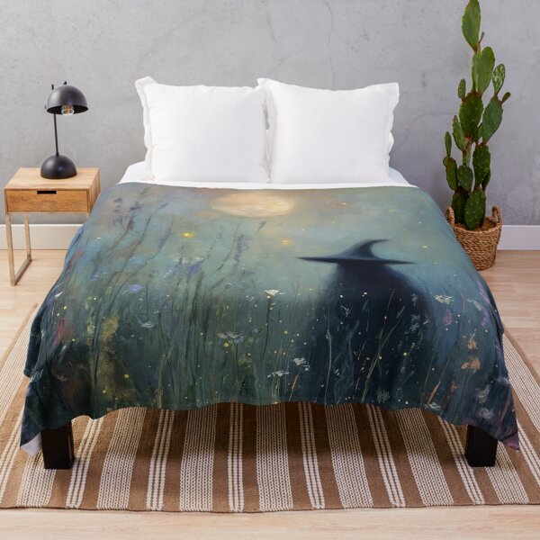 Item preview, Witch under the full moon in a wildflower meadow designed and sold by monchie.