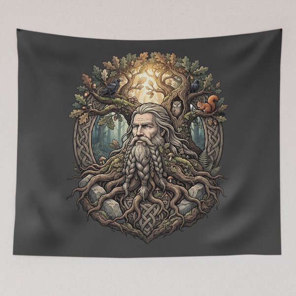 Item preview, Bearded Viking Oak Roots Forest Spirit designed and sold by MythicCotton.