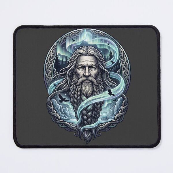 Item preview, Bearded Viking Aurora Borealis Mythic Art designed and sold by MythicCotton.