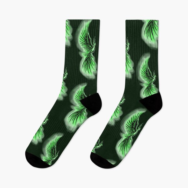 Item preview, Green Neon Phoenix - Luminous Firebird Fantasy Art designed and sold by URSM.