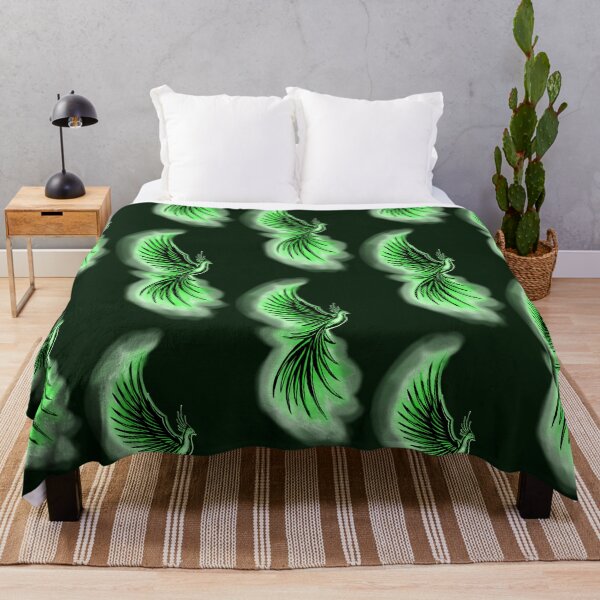 Item preview, Green Neon Phoenix - Luminous Firebird Fantasy Art designed and sold by URSM.