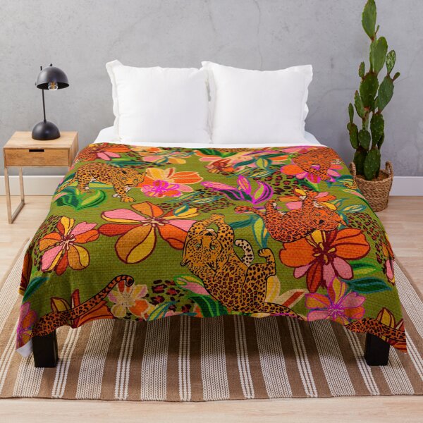 Item preview, Tropical Leopard Jungle Floral Pattern designed and sold by behappyandrelax.