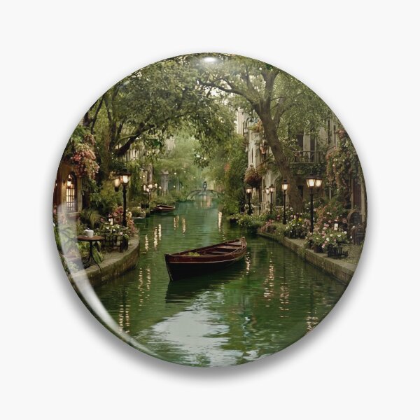 Item preview, Whimsical Waterway, Romantic Floral Canal and Wooden Boat designed and sold by BlareBlare.