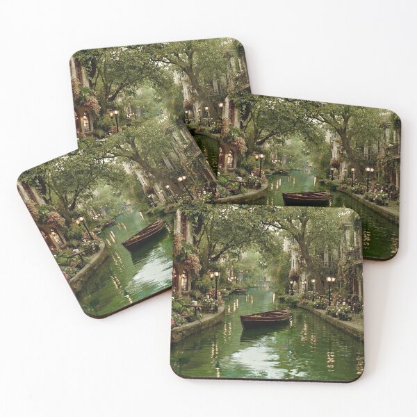 Item preview, Whimsical Waterway, Romantic Floral Canal and Wooden Boat designed and sold by BlareBlare.