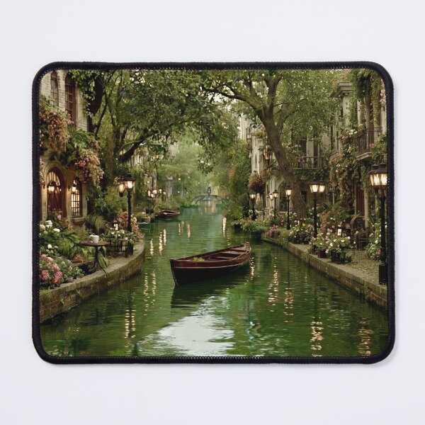 Item preview, Whimsical Waterway, Romantic Floral Canal and Wooden Boat designed and sold by BlareBlare.