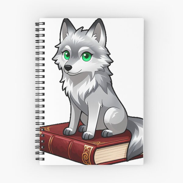 Item preview, Silver Wolf on Ancient Tome designed and sold by IllumeInk.