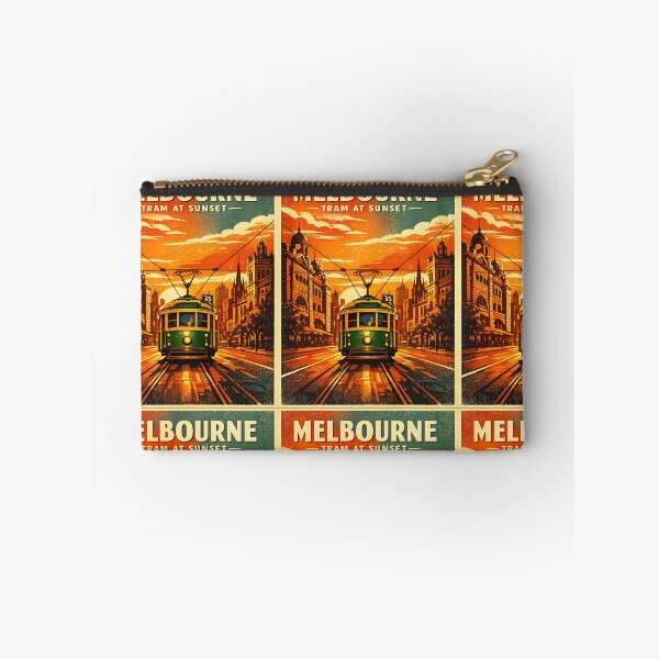 Item preview, Melbourne Tram at Sunset Vintage Travel Poster | Retro Australia Heritage City Street Art designed and sold by Globalcitytees.