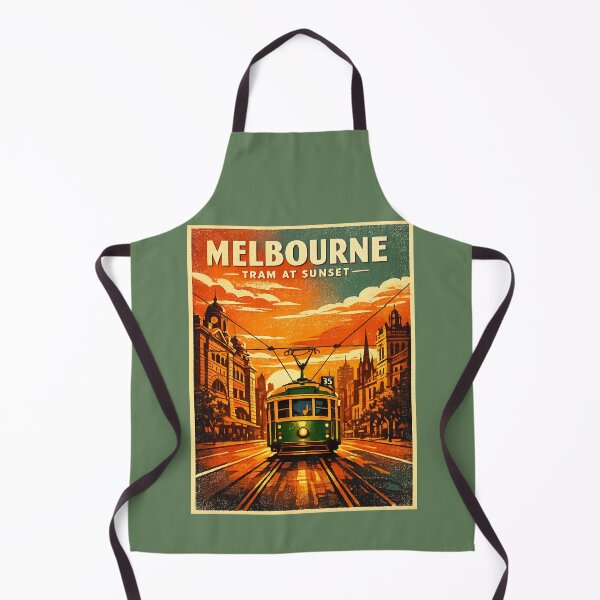 Item preview, Melbourne Tram at Sunset Vintage Travel Poster | Retro Australia Heritage City Street Art designed and sold by Globalcitytees.