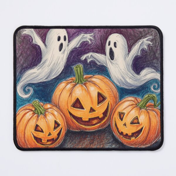 Item preview, Three Little Pumpkins and Two Ghosts – Cute Halloween Illustration designed and sold by Art70shop.
