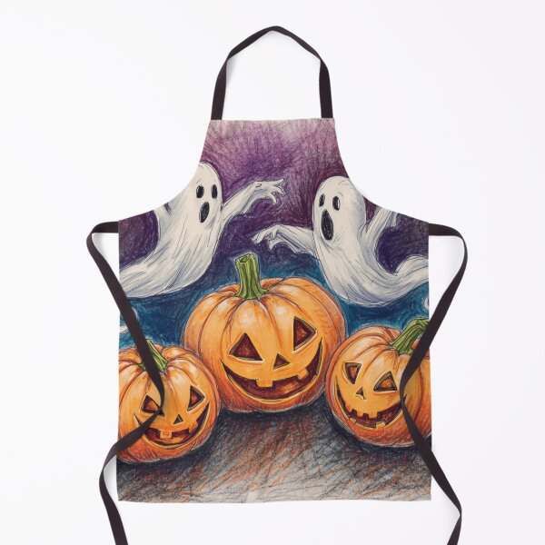 Item preview, Three Little Pumpkins and Two Ghosts – Cute Halloween Illustration designed and sold by Art70shop.